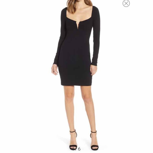 AFRM Dresses & Skirts - AFRM CAPO PLUNGING NECK DRESS Rib Knit Black S